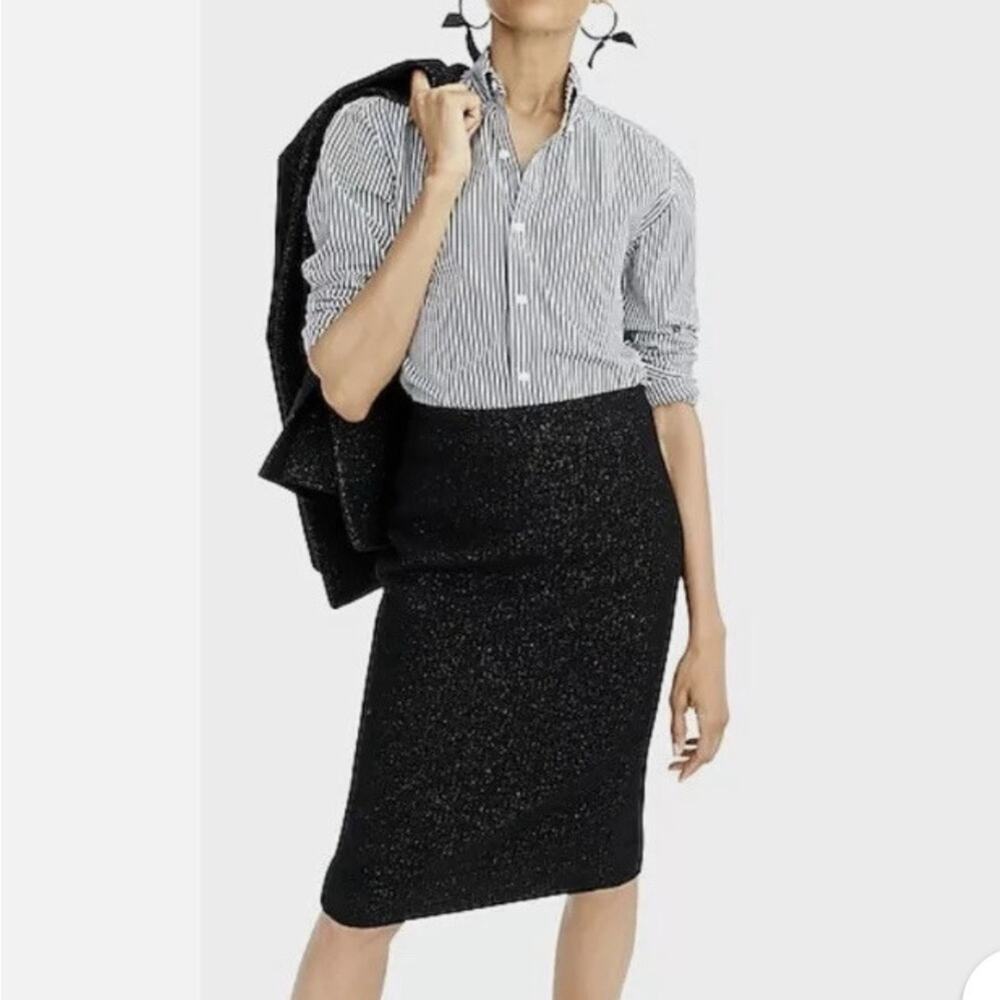 J.Crew No. 2 Pencil Skirt Women’s 2 Black Gold Fleck Wool Back Slit Zip